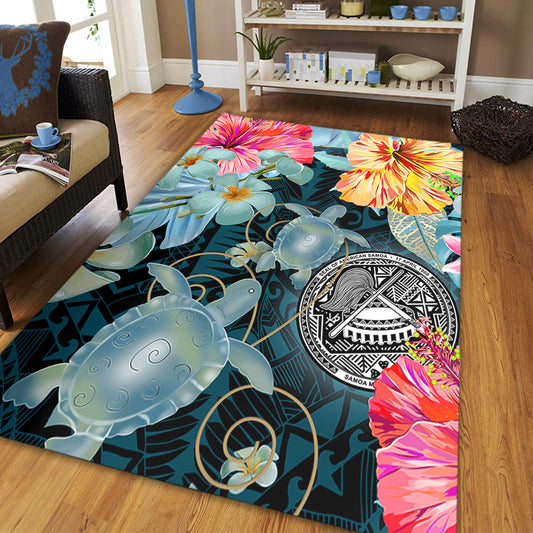American Samoa Area Rug Turtle Tropical Beach