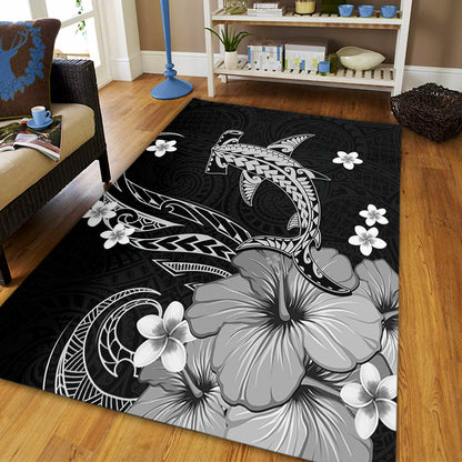Hawaii Area Rug Shark Polynesia Tribal Tattoo