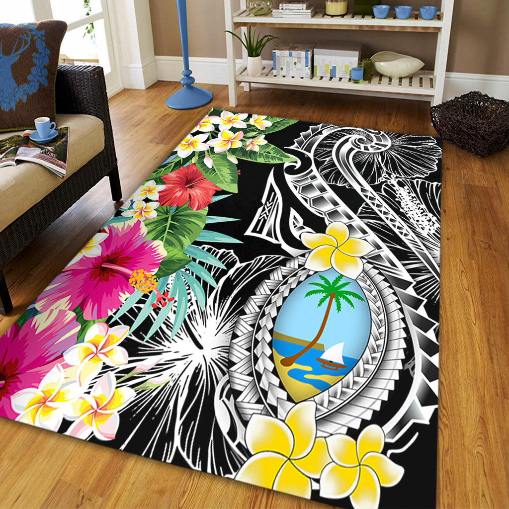 Guam Area Rug Summer Plumeria Tribal Tattoo