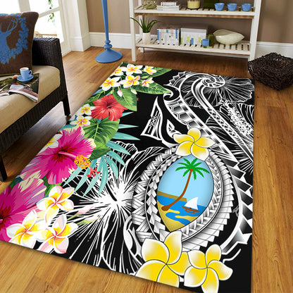 Guam Area Rug Summer Plumeria Tribal Tattoo