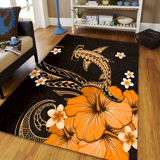 Hawaii Area Rug Shark Polynesia Tribal Tattoo