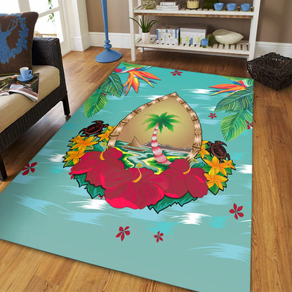 Guam Area Rug Latte Stones Hibiscus