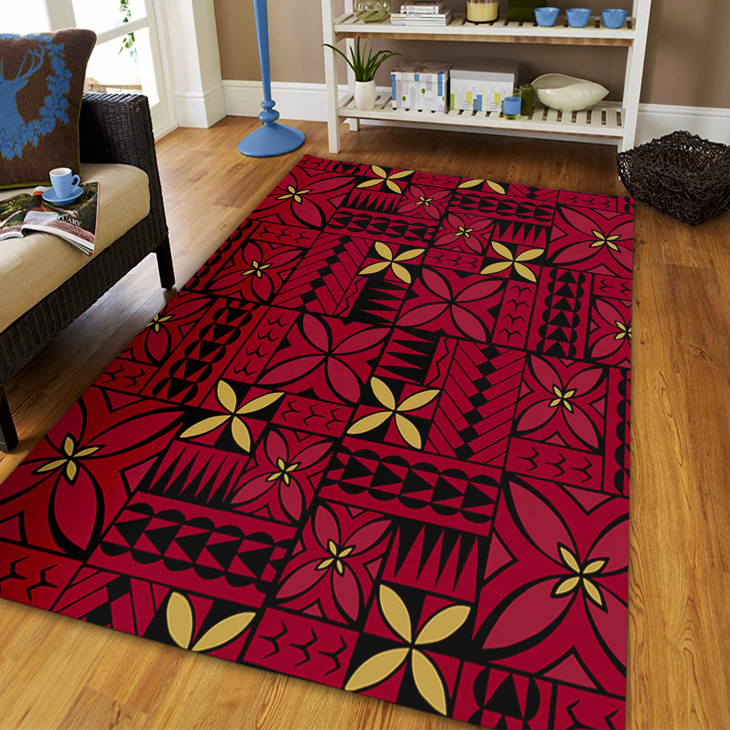 Samoa Area Rug Siapo Design Tribal Pattern Red