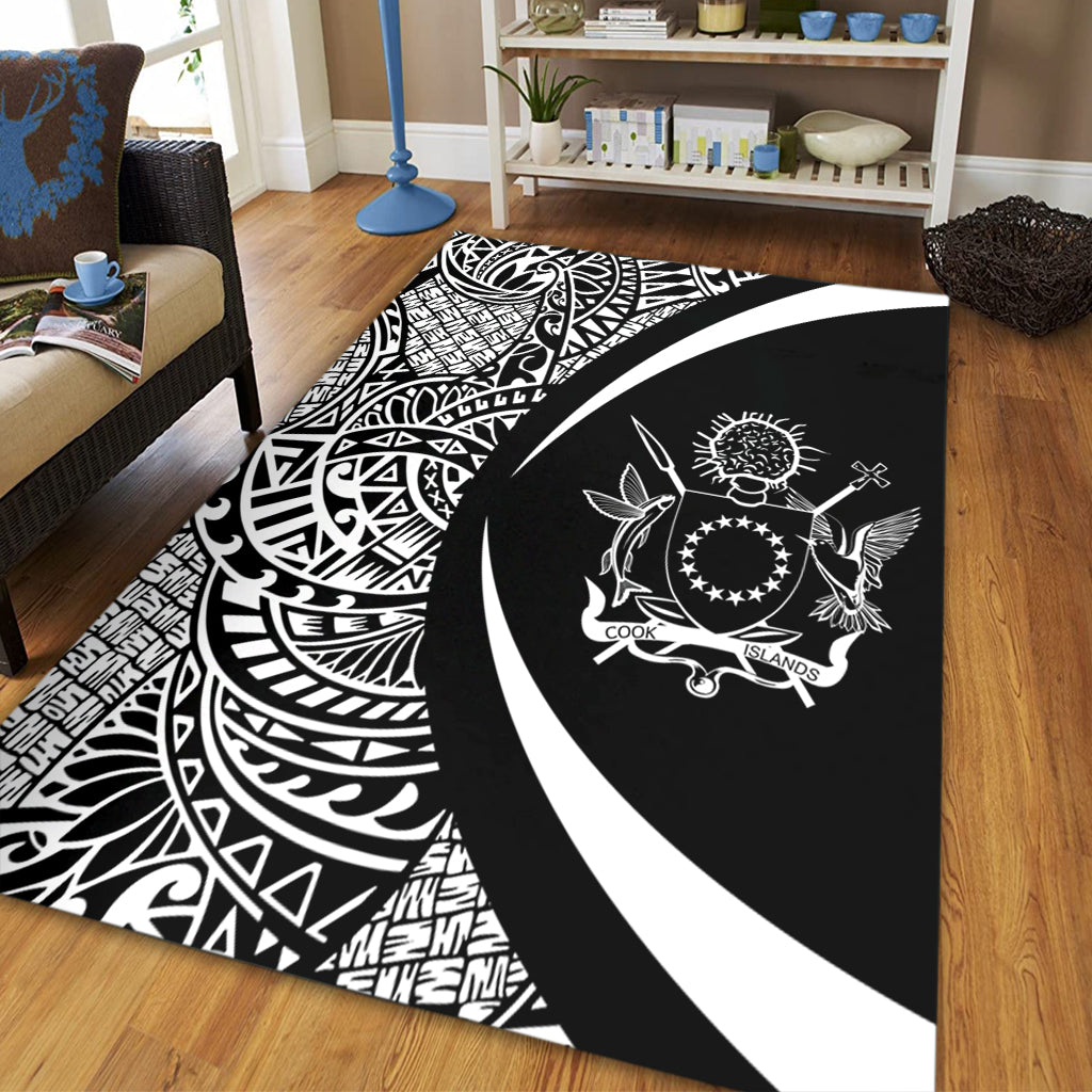 Cook Islands Area Rug Lauhala White Circle Style