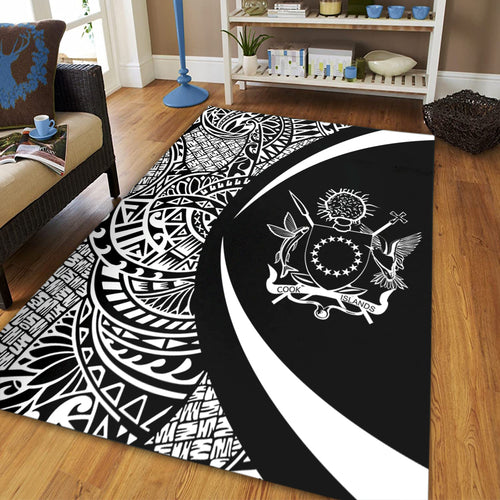 Cook Islands Area Rug Lauhala White Circle Style