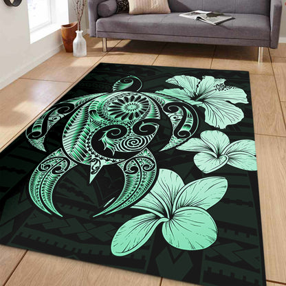 Hawaii Area Rug Hibiscus Plumeria Mix Polynesian Turtle