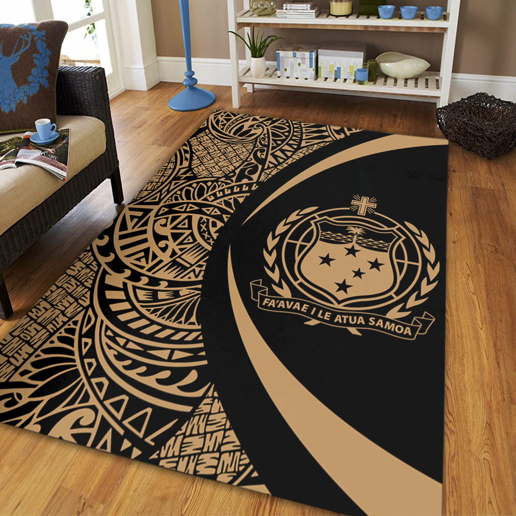 Samoa Area Rug Lauhala Gold Circle Style | Polynesian.co