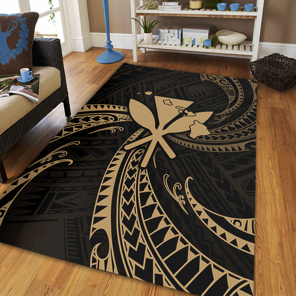 Hawaii Area Rug Kanaka Map Tribal Wave