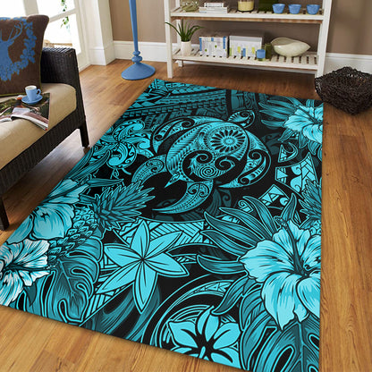 Hawaii Area Rug Tribal Polynesia Sea Turtle Design Pacific Dream
