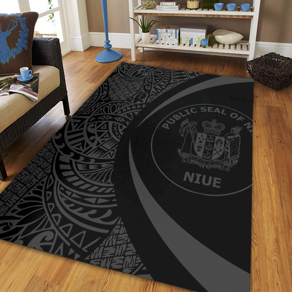 Niue Area Rug Lauhala Gray Circle Style