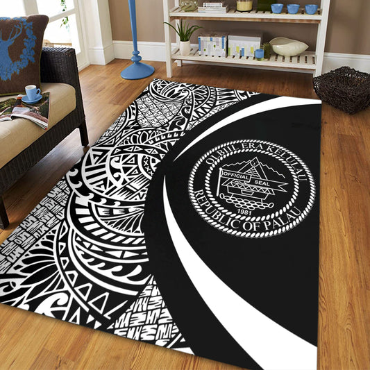 Palau Area Rug Lauhala White Circle Style