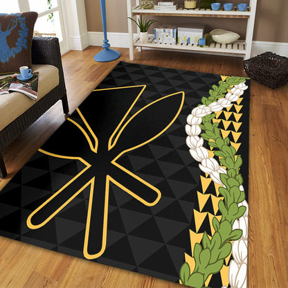 Hawaii Area Rug Kanaka Maoli Puakenikeni Maile Flower Lei