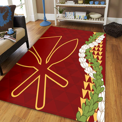 Hawaii Area Rug Kanaka Maoli Puakenikeni Maile Flower Lei