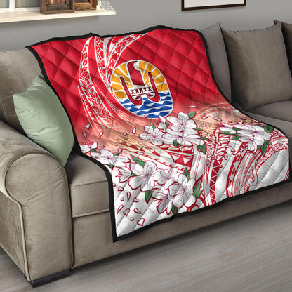 Tahiti Premium Quilt Polynesian Pattern Style White Flowers