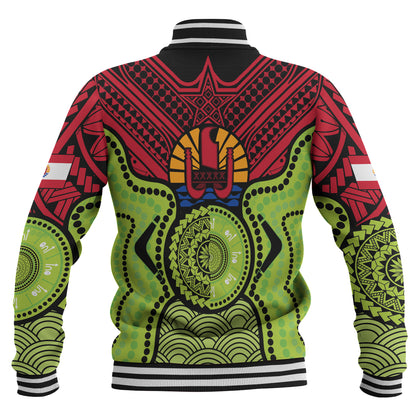 French Polynesia Baseball Jacket Native Polynesian Mix Aboriginal Patterns