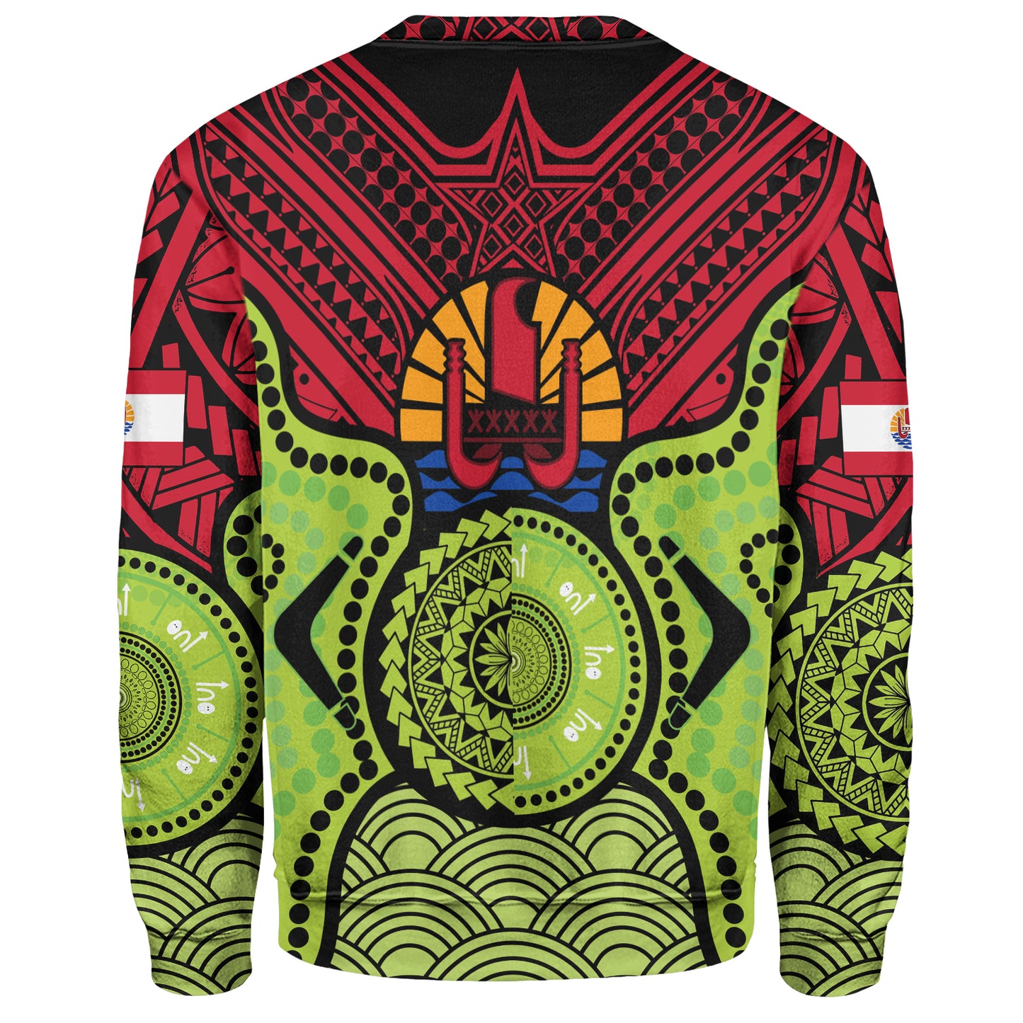 French Polynesia Sweatshirt Native Polynesian Mix Aboriginal Patterns