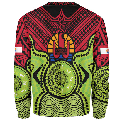 French Polynesia Sweatshirt Native Polynesian Mix Aboriginal Patterns