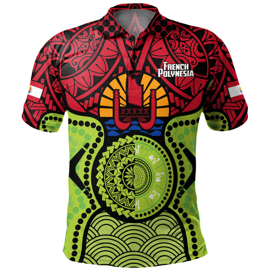 French Polynesia Polo Shirt Native Polynesian Mix Aboriginal Patterns