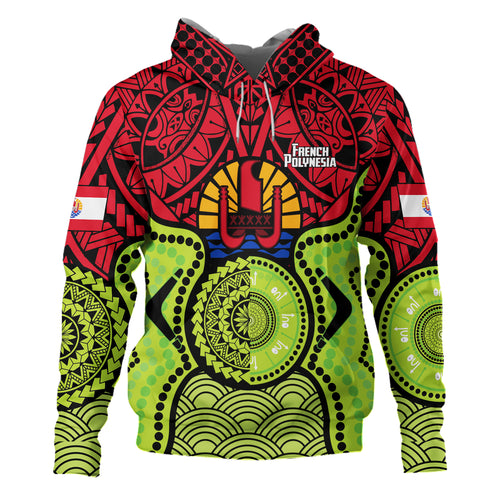 French Polynesia Hoodie Native Polynesian Mix Aboriginal Patterns