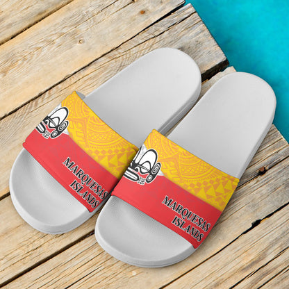 Marquesas Islands Flag Color With Traditional Patterns Slide Sandals