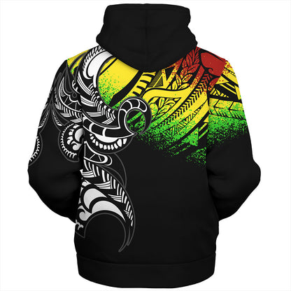 American Samoa Sherpa Hoodie Polynesian Tribal Reggae Style