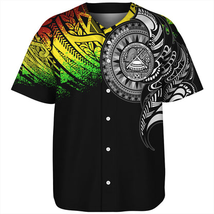 American Samoa Baseball Shirt Polynesian Tribal Reggae Style
