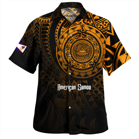 American Samoa Hawaiian Shirt Pearl Of The Pacific Gold Polynesian Tattau