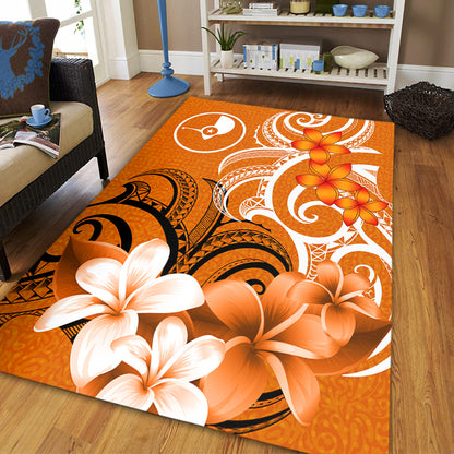Yap State Area Rug Polynesian Floral Spirit Orange