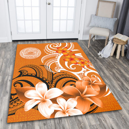 American Samoa Area Rug Polynesian Floral Spirit Orange
