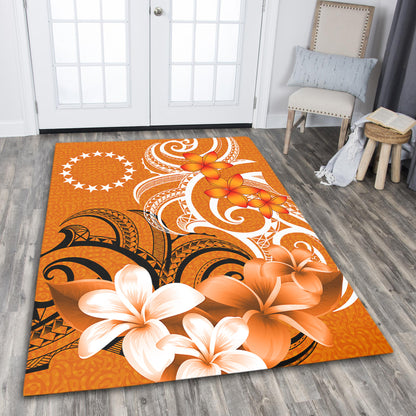 Cook Islands Area Rug Polynesian Floral Spirit Orange