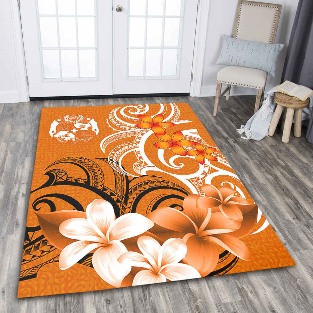 Tonga Area Rug Polynesian Floral Spirit Orange