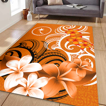 Chuuk State Area Rug Polynesian Floral Spirit Orange