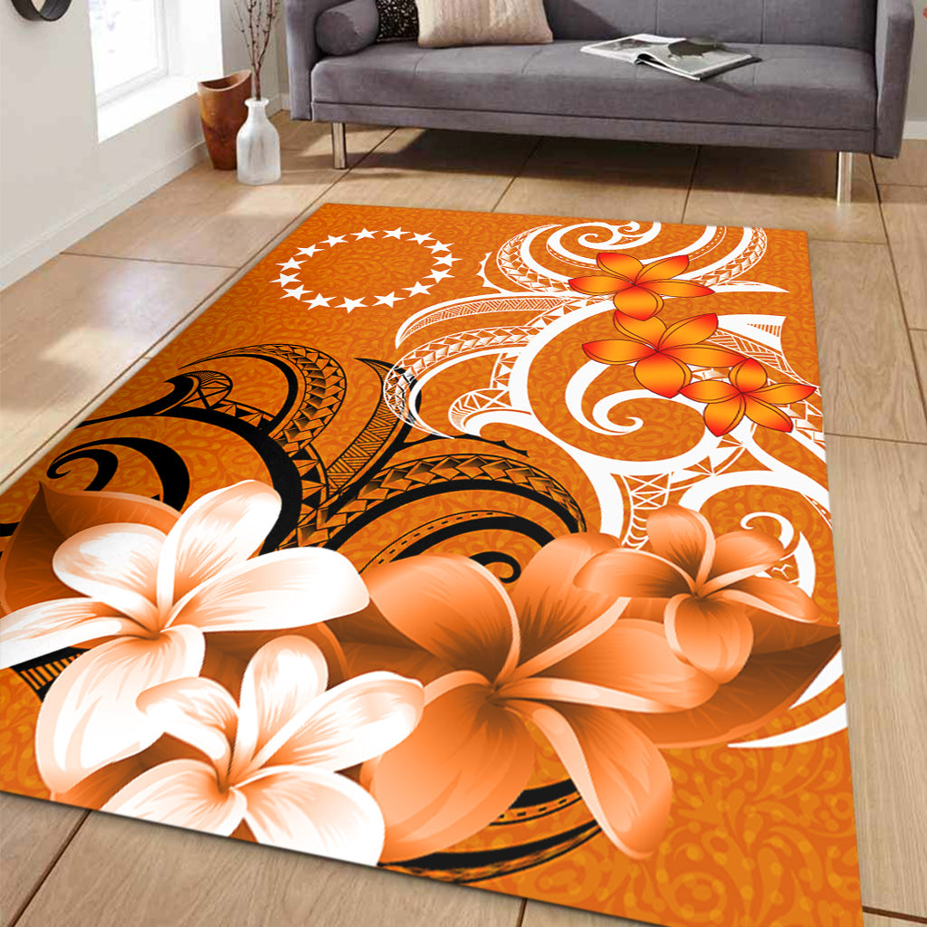 Cook Islands Area Rug Polynesian Floral Spirit Orange