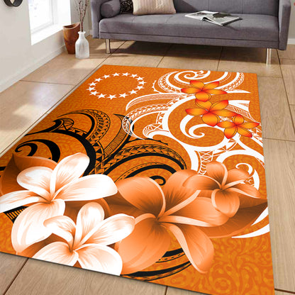 Cook Islands Area Rug Polynesian Floral Spirit Orange