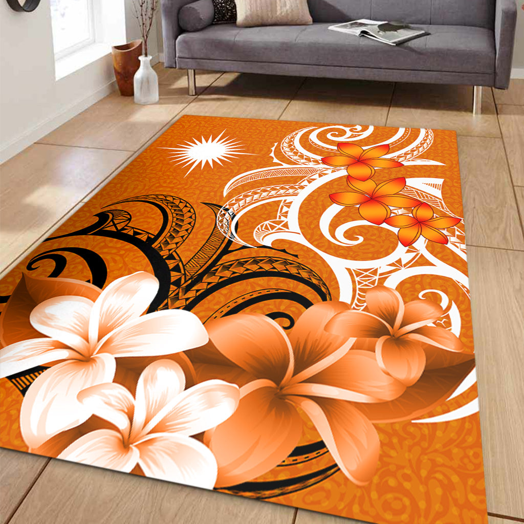 Marshall Islands Area Rug Polynesian Floral Spirit Orange