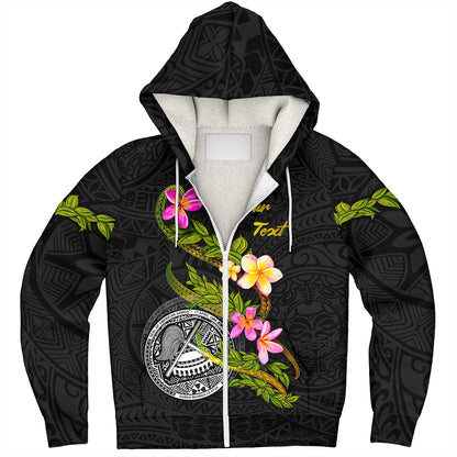 American Samoa Sherpa Hoodie Custom Plumeria Tribal