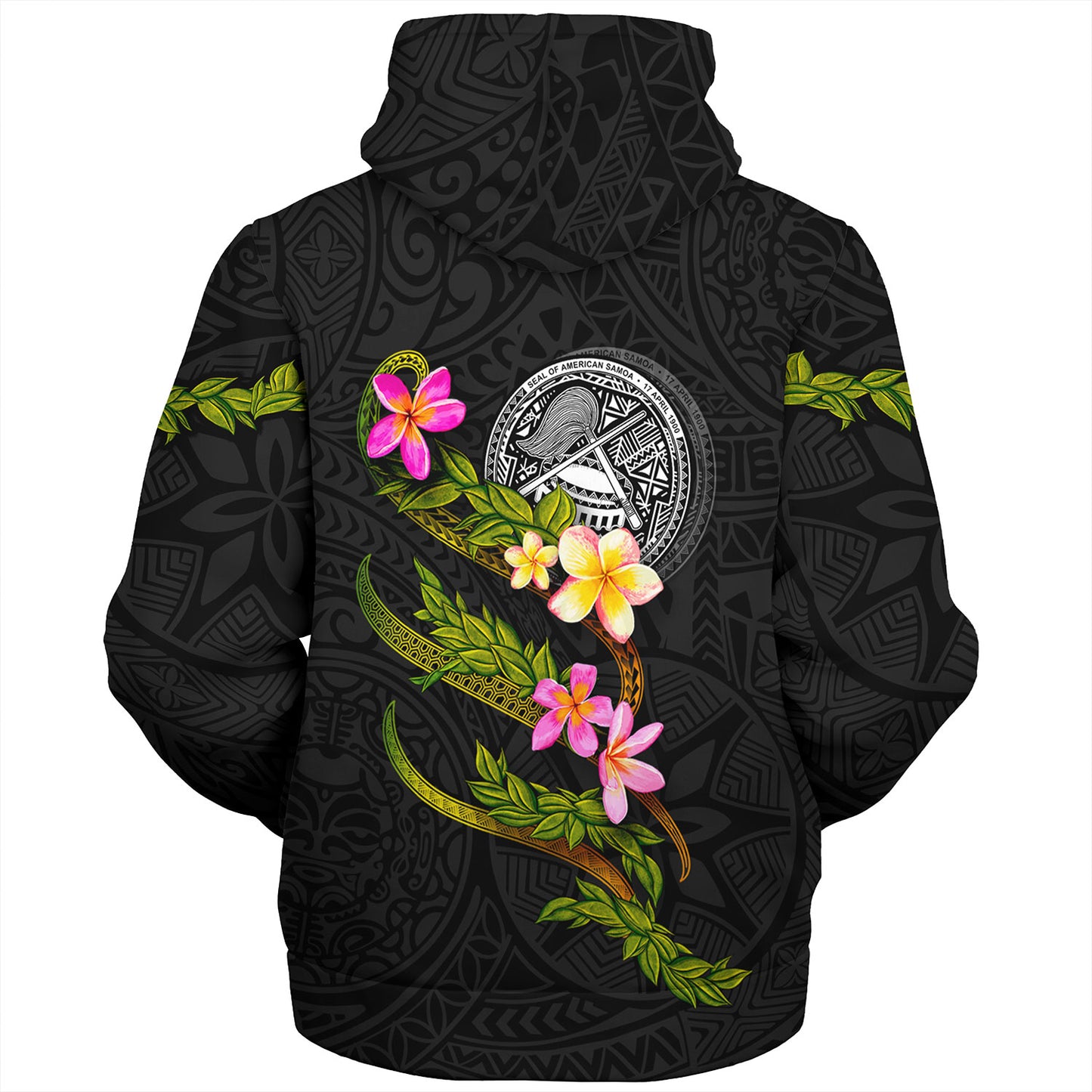 American Samoa Sherpa Hoodie Custom Plumeria Tribal