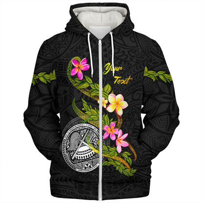 American Samoa Sherpa Hoodie Custom Plumeria Tribal