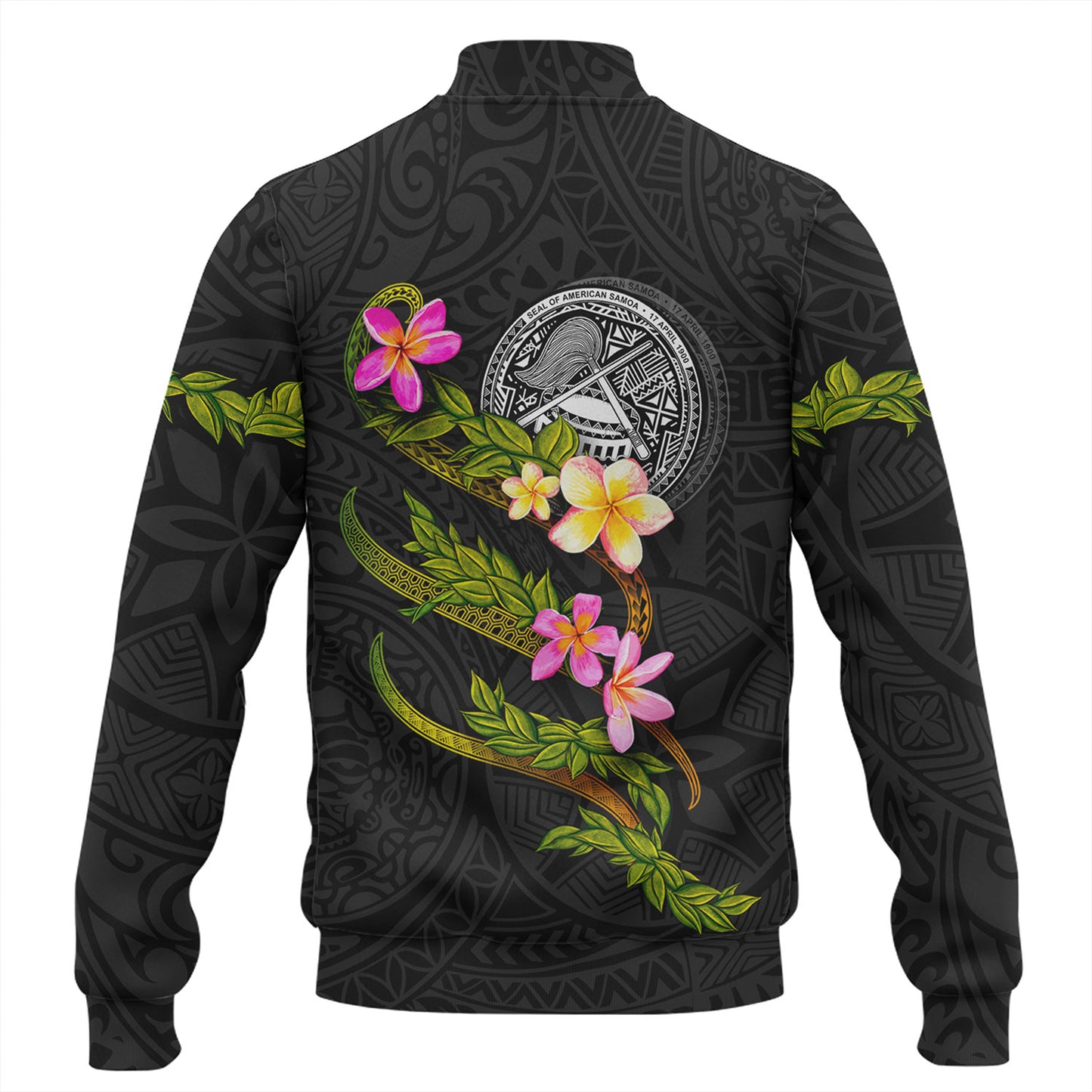 American Samoa Baseball Jacket Custom Plumeria Tribal