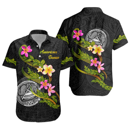American Samoa Short Sleeve Shirt Custom Plumeria Tribal