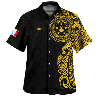 Austral Islands Hawaiian Shirt Custom Polynesian Half Sleeve Gold Tattoo With Seal Black