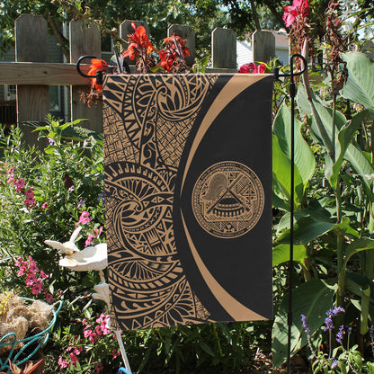 American Samoa Garden Flag Lauhala Circle Gold