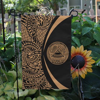 American Samoa Garden Flag Lauhala Circle Gold