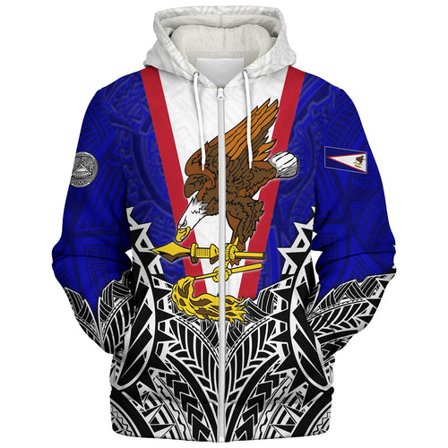American Samoa Custom Personalised Sherpa Hoodie American Samoa Flag With Eagle Style