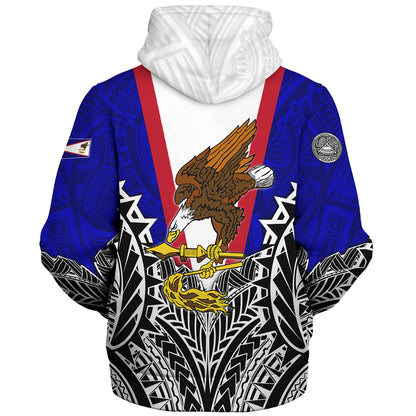 American Samoa Custom Personalised Sherpa Hoodie American Samoa Flag With Eagle Style