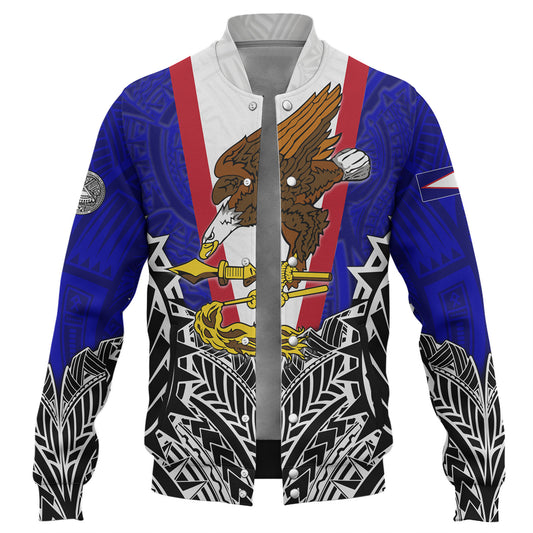 American Samoa Custom Personalised Baseball Jacket American Samoa Flag With Eagle Style