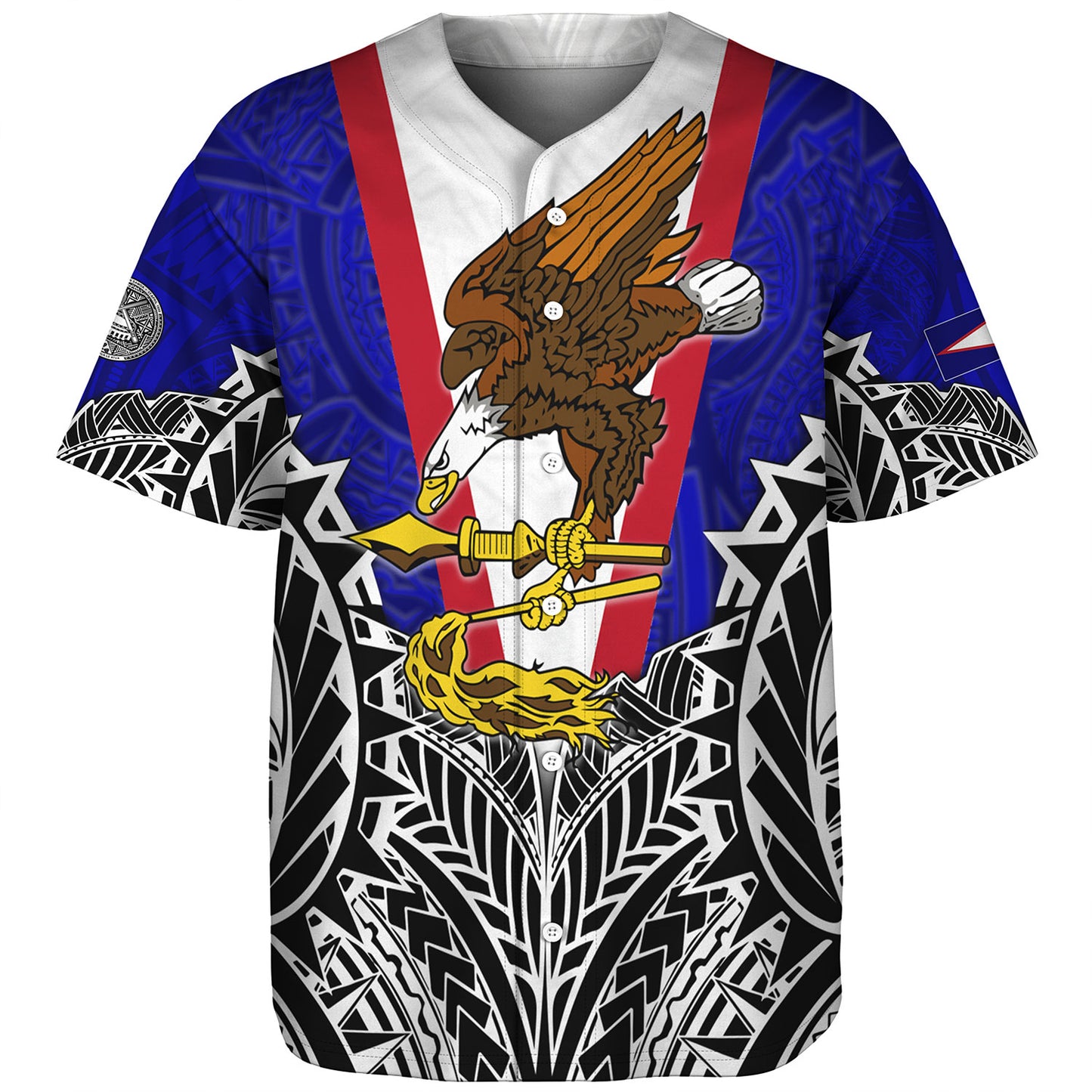 American Samoa Custom Personalised Baseball Shirt American Samoa Flag With Eagle Style