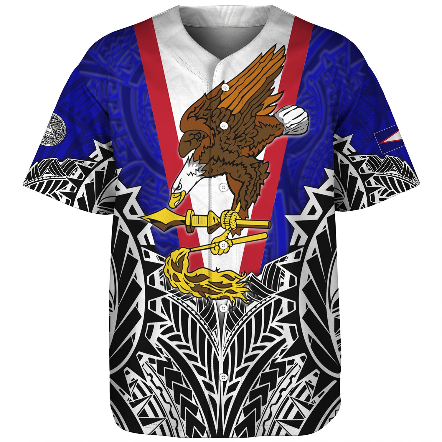 American Samoa Custom Personalised Baseball Shirt American Samoa Flag With Eagle Style