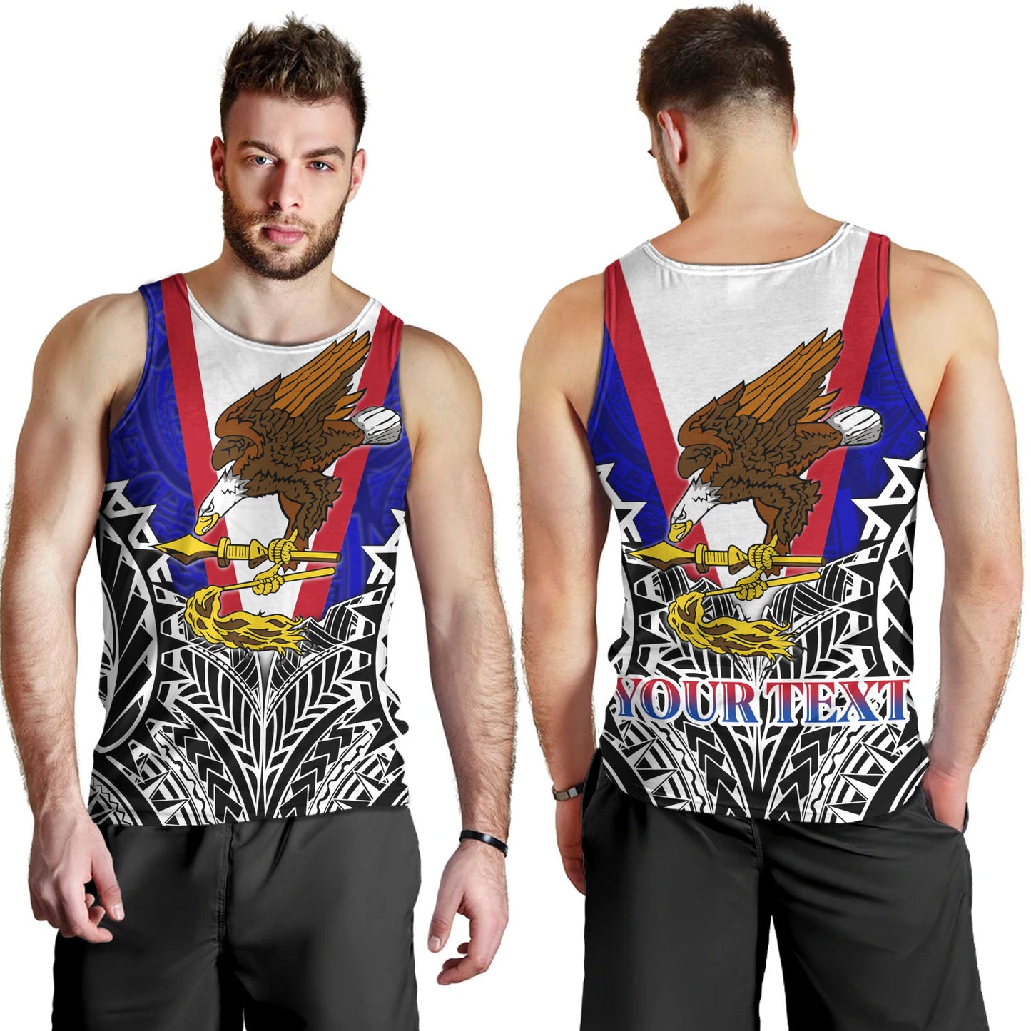American Samoa Custom Personalised Tank Top American Samoa Flag With Eagle Style