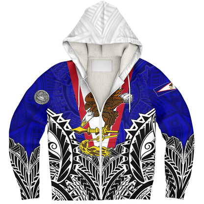 American Samoa Custom Personalised Sherpa Hoodie American Samoa Flag With Eagle Style